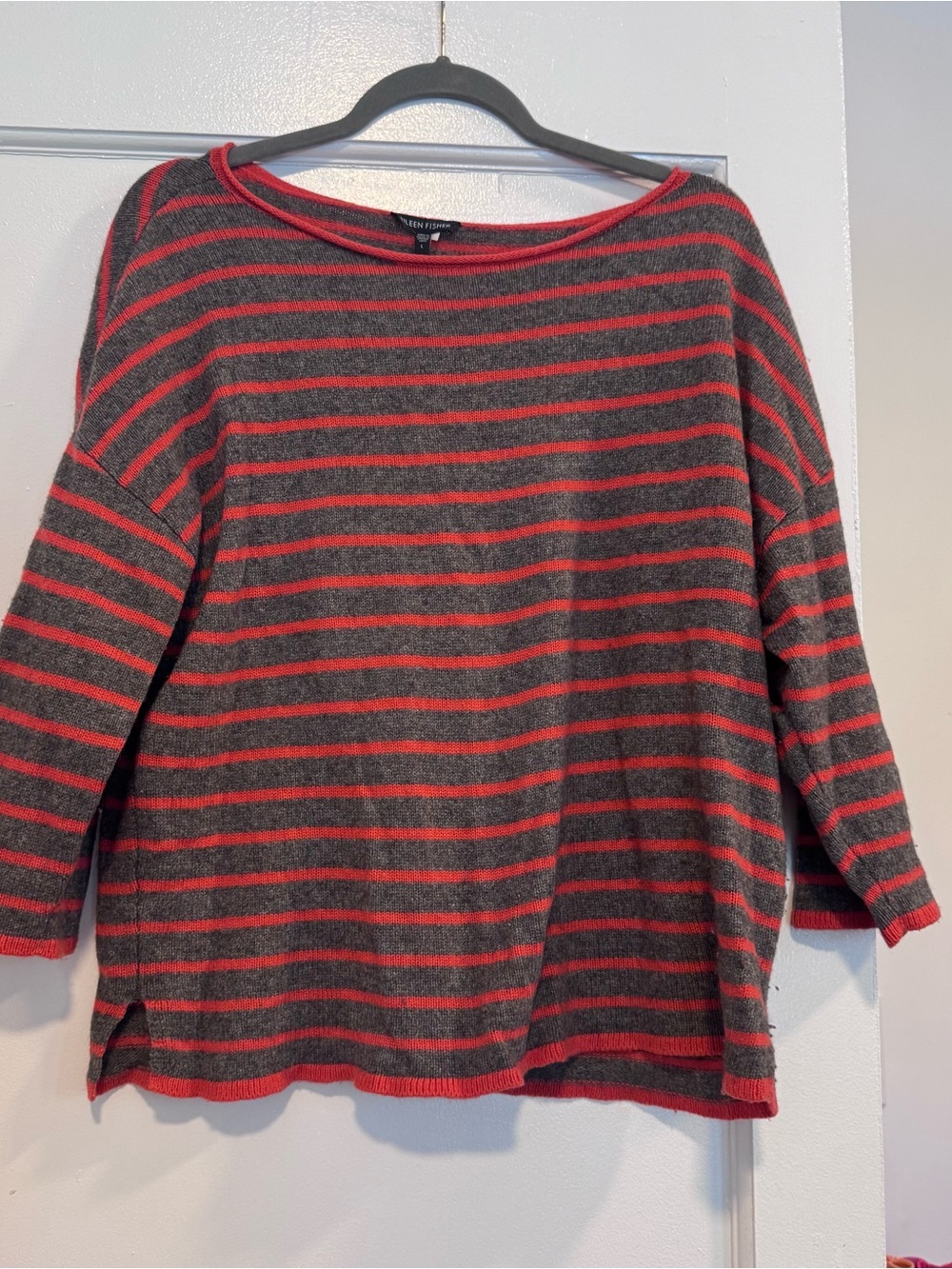 Eileen Fisher sz LARGE striped yak and wool sweater